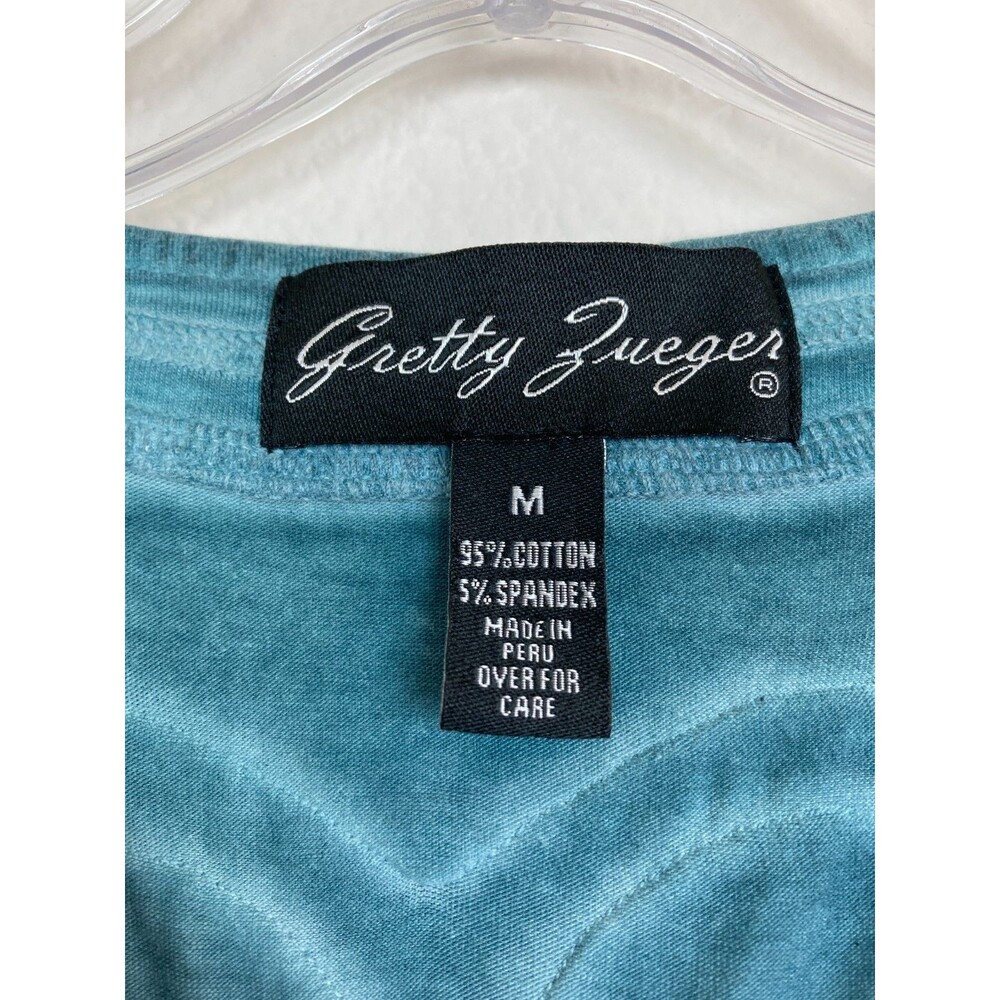 Gretty Zueger Women's Cotton Mini Dress M Green Lace Embroidered Grunge Artsy - Picture 3 of 7